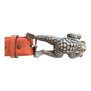 Kieselstein Cord Sterling Silver Leaping Frog Large 2 New Leather Belts Italy